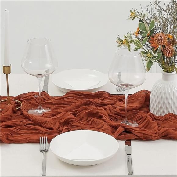 Valentines Day Rust Cheesecloth Table Runner 13.3ft Boho Gauze Cheese Cloth - Picture 3 of 6